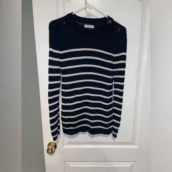 Isabel Marant Etoile Striped Navy Button Crewneck Sweater ⚓️🌊 Size 10 - Picture 8 of 15